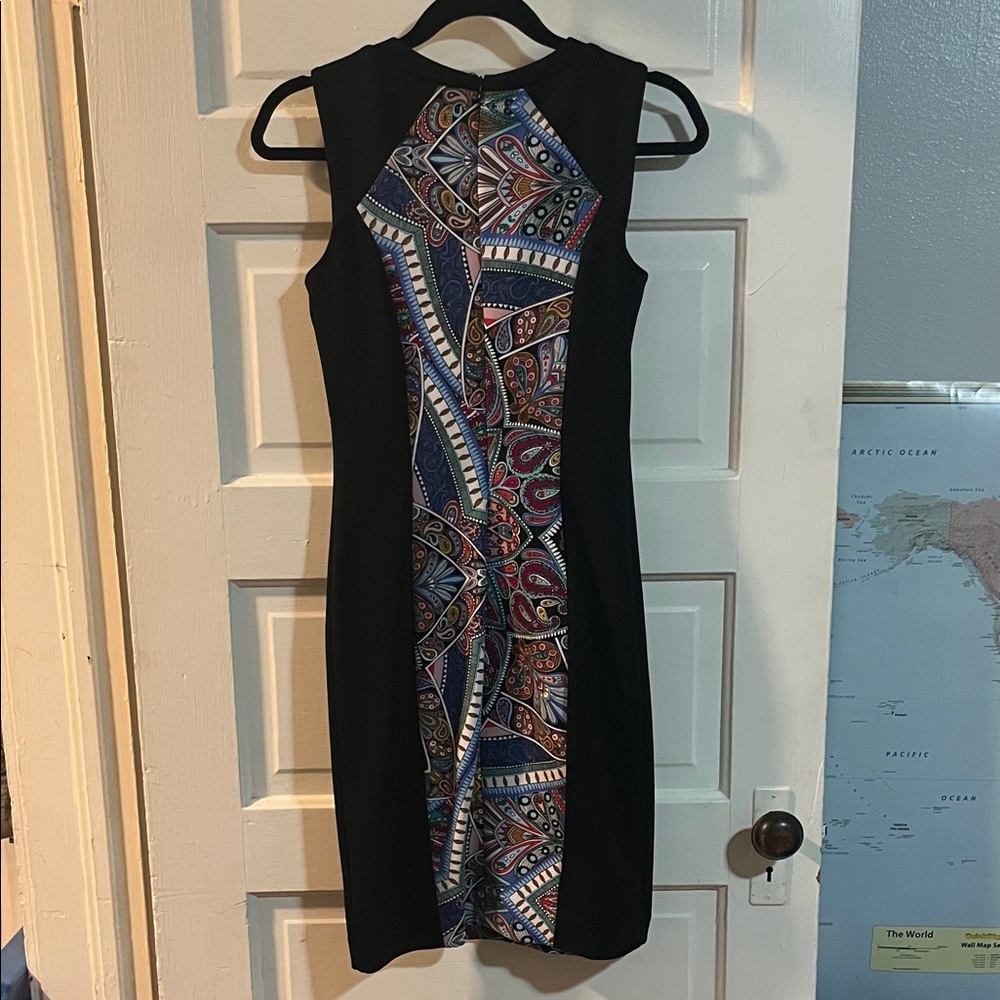 Nicole Black Dress with Vibrant Multicolor Design